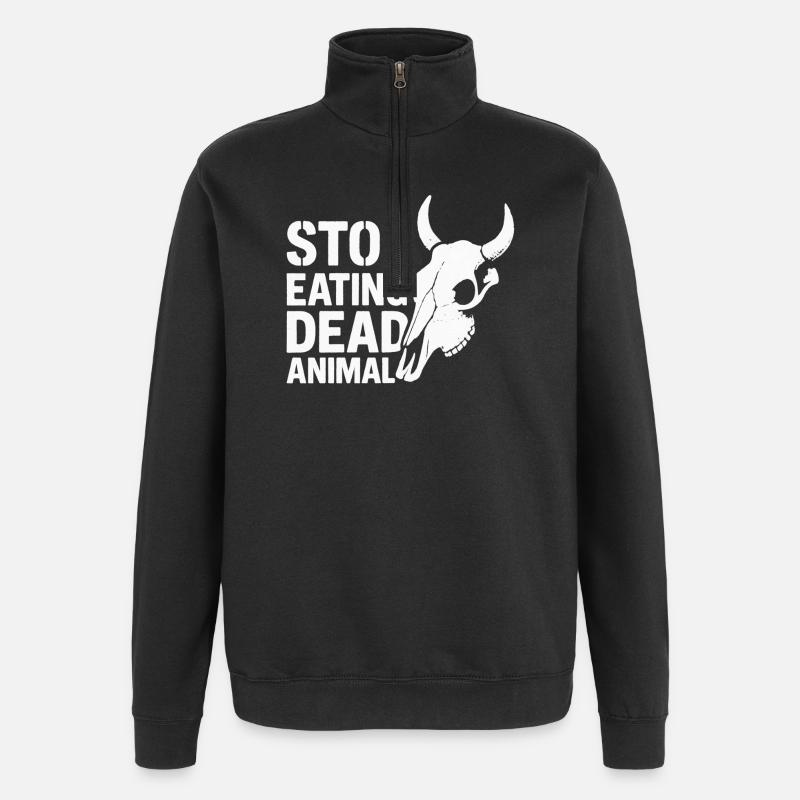 Stop Eating Dead Animals - Quarter-Zip Sweatshirt - black
