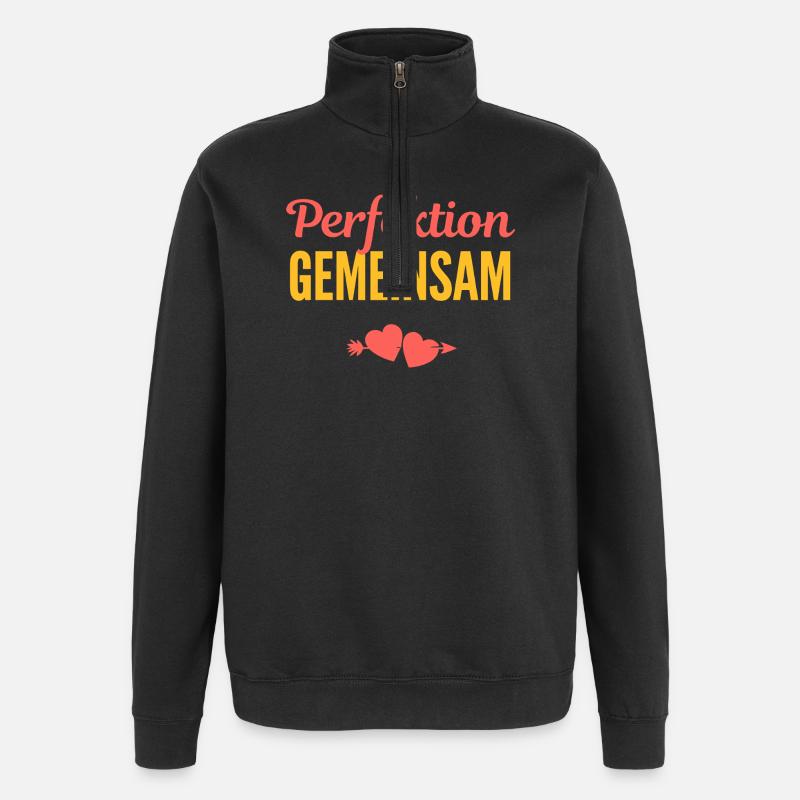 Perfektion Gemeinsam: Liebe im Team - Quarter-Zip-Sweatshirt - Schwarz