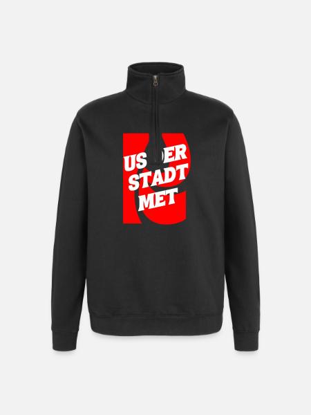 Us der Stadt met K - Quarter-Zip-Sweatshirt - Schwarz