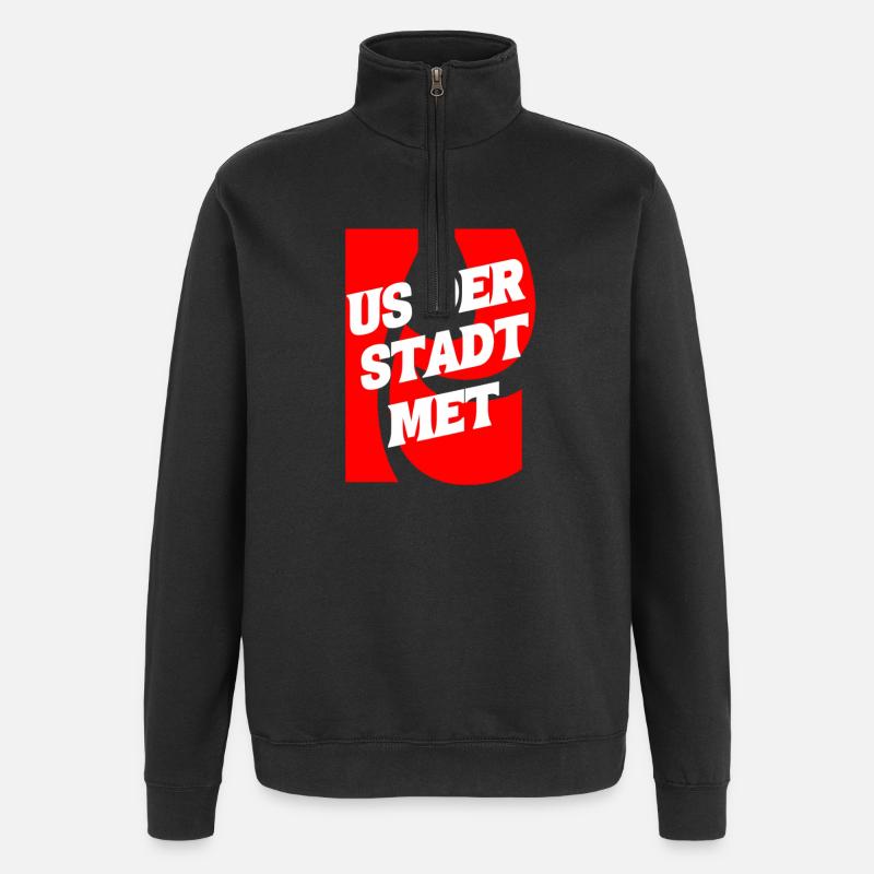 Us der Stadt met K - Quarter-Zip-Sweatshirt - Schwarz