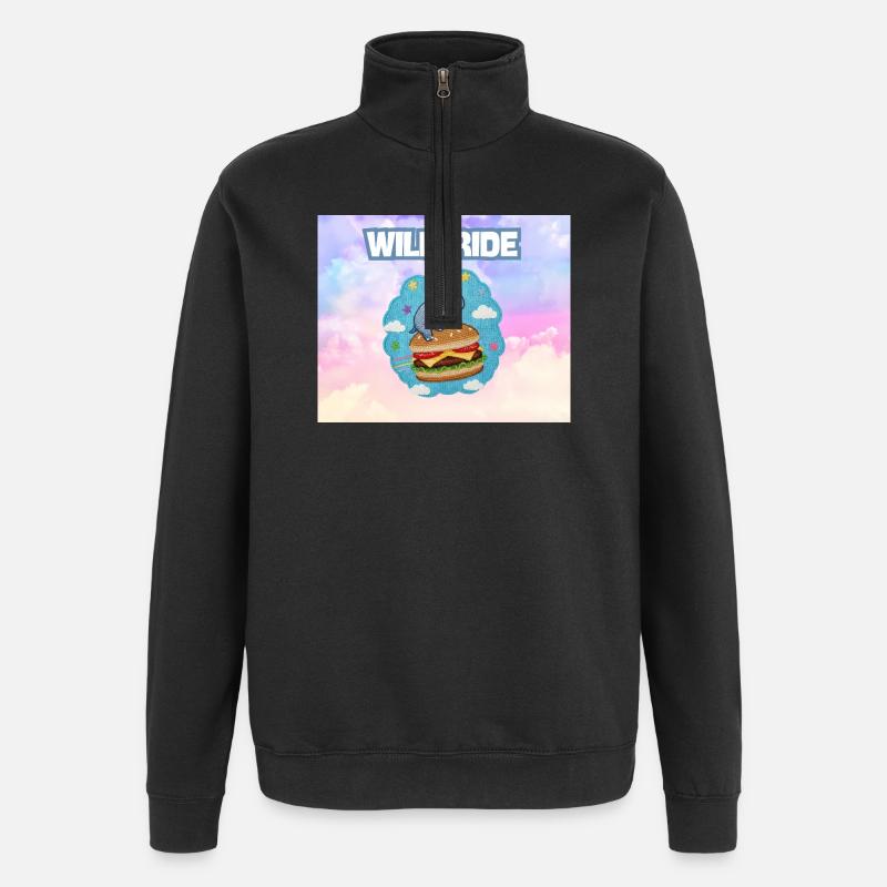 Wild Ride Hippo Burger Patch - Quarter-Zip Sweatshirt - black