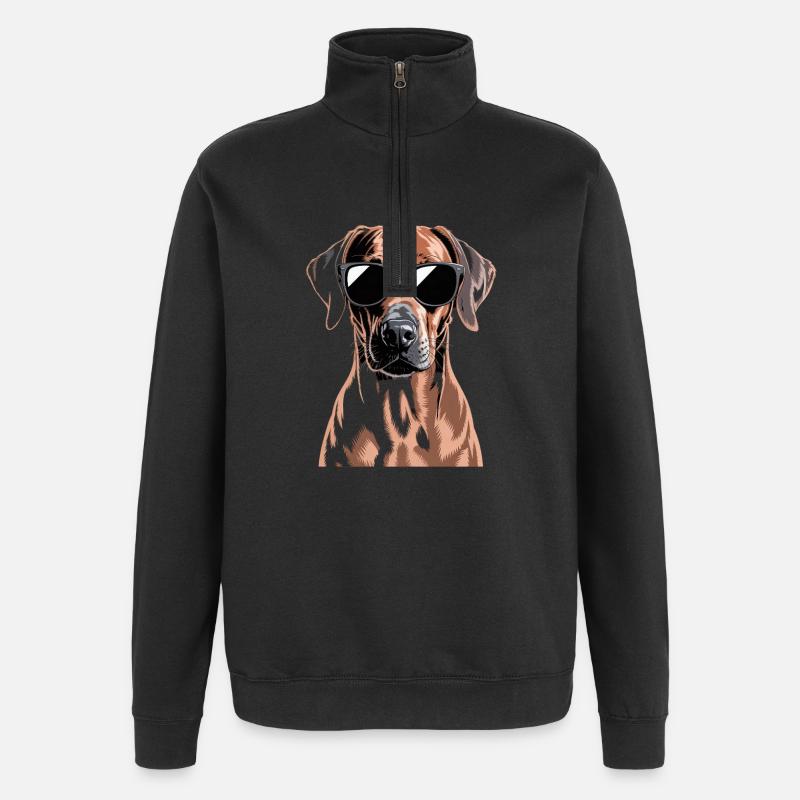 Rhodésian Ridgeback - Sweat à zip 1/4 - noir