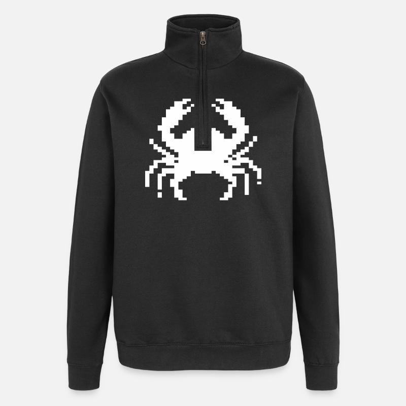 Conception du crabe pixel - Sweat à zip 1/4 - noir