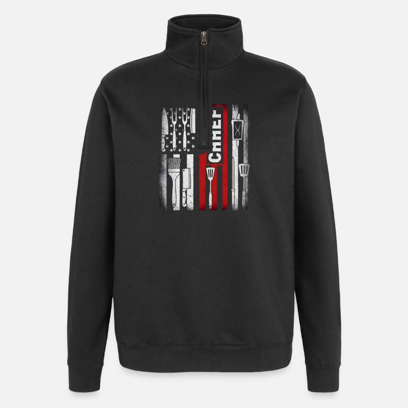 Chef du drapeau américain - Sweat à zip 1/4 - noir