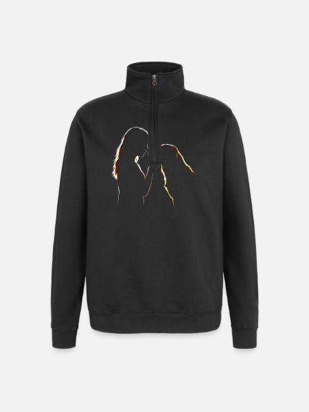 Dog Love Line Art - Quarter-Zip Sweatshirt - black