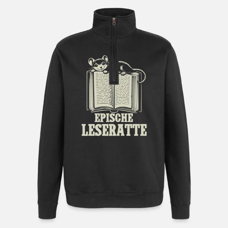 Epic Bookworm - Quarter-Zip Sweatshirt - black