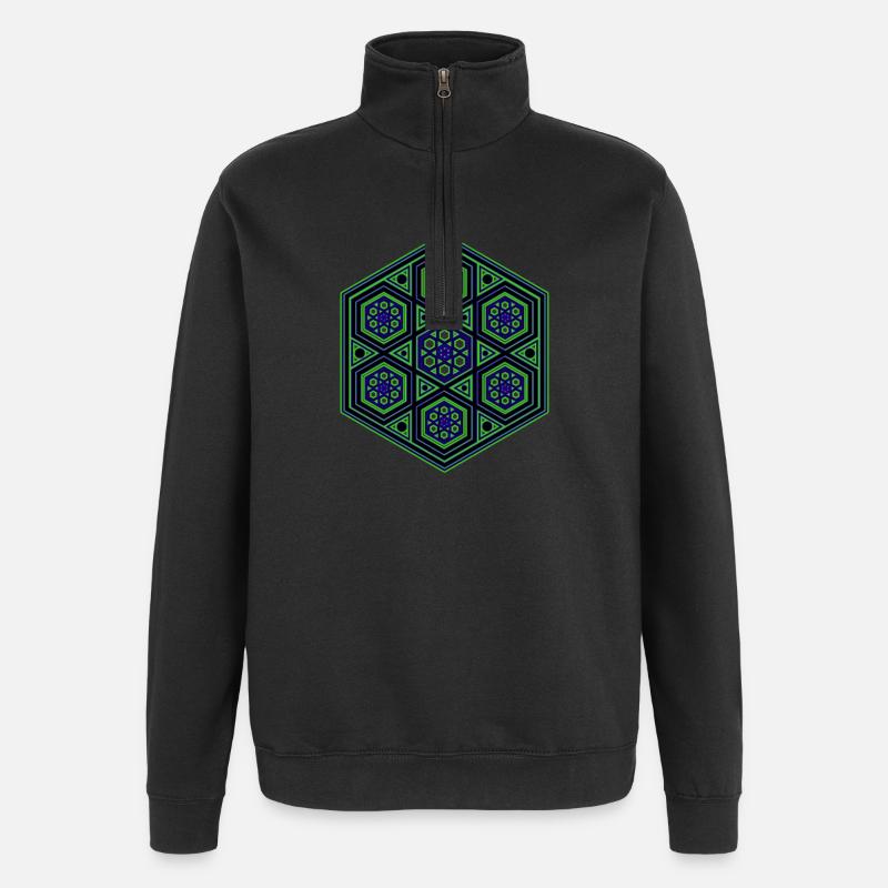 Yoga Meditation Dancing Kaleidoscope Hexagon Pattern - Quarter-Zip Sweatshirt - black