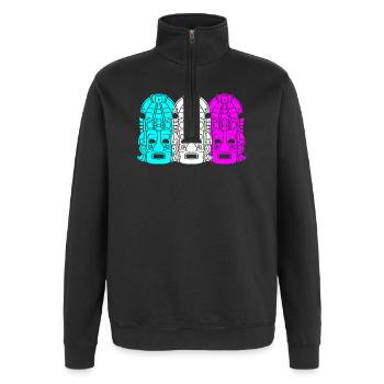 Mayan calendar aztec Inca - Quarter-Zip Sweatshirt - black - Front - AI Model Female 172 light (172cm) & AI Model Male 178 dark (178cm)