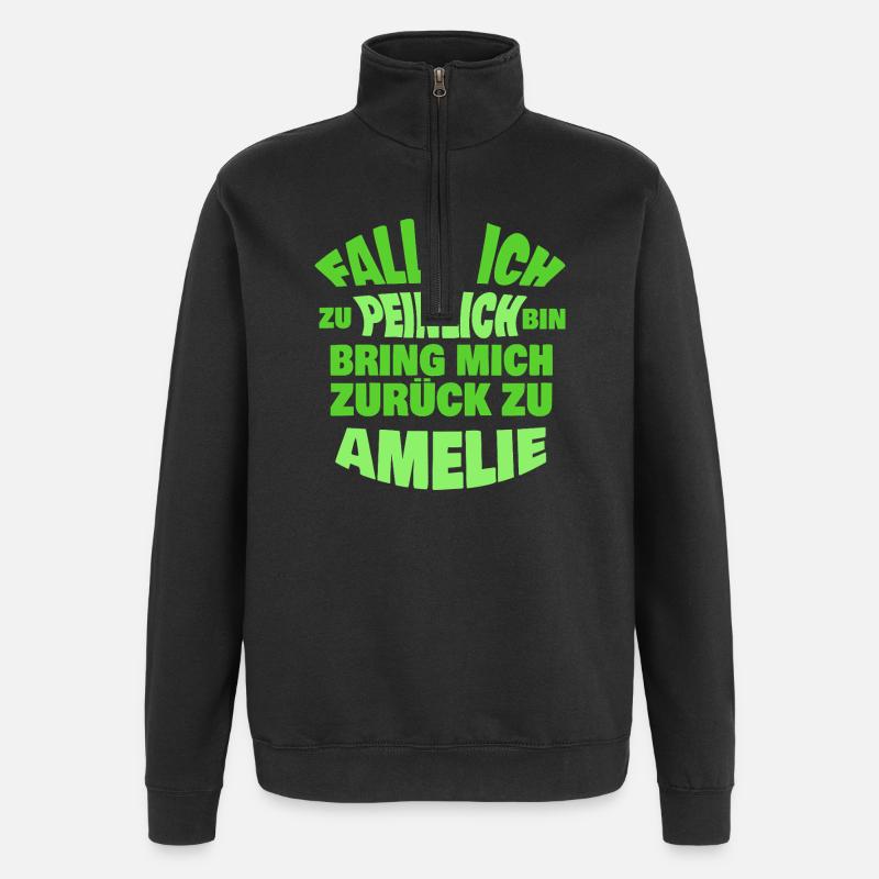 Cadeau pour Amélie - Sweat à zip 1/4 - noir