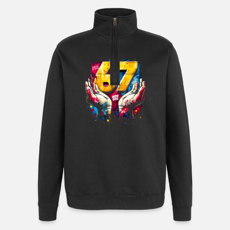 6 7 Graffiti Meme - Quarter-Zip Sweatshirt - black