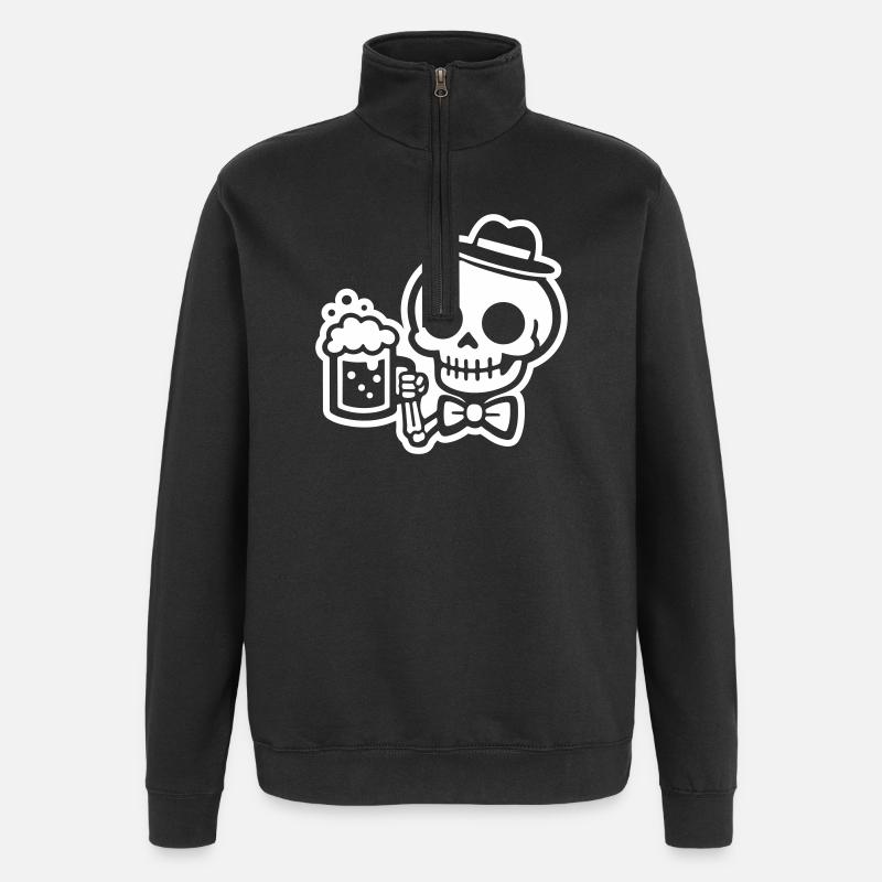 Skelett Bier - Quarter-Zip-Sweatshirt - Schwarz
