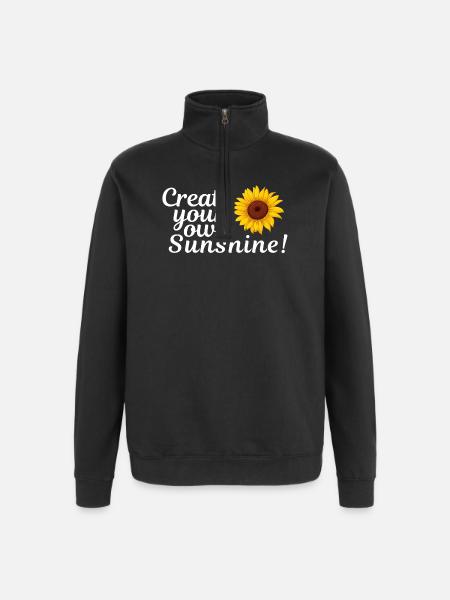 Sonnenblumen-Feeling: Deine eigene Sonne - Quarter-Zip-Sweatshirt - Schwarz