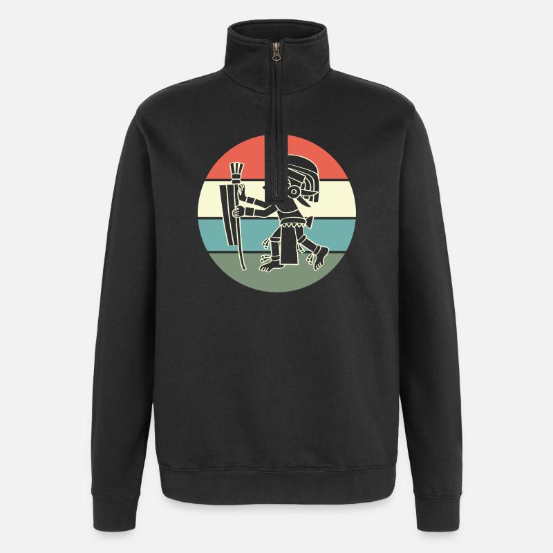 aztec Mayan calendar Inca - Quarter-Zip Sweatshirt - black