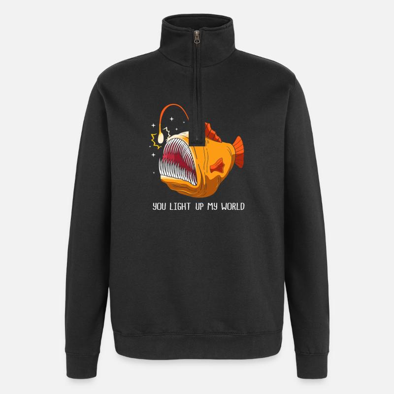 Poisson-grenouille - Sweat à zip 1/4 - noir