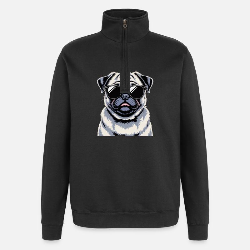 Mops - Quarter-Zip-Sweatshirt - Schwarz