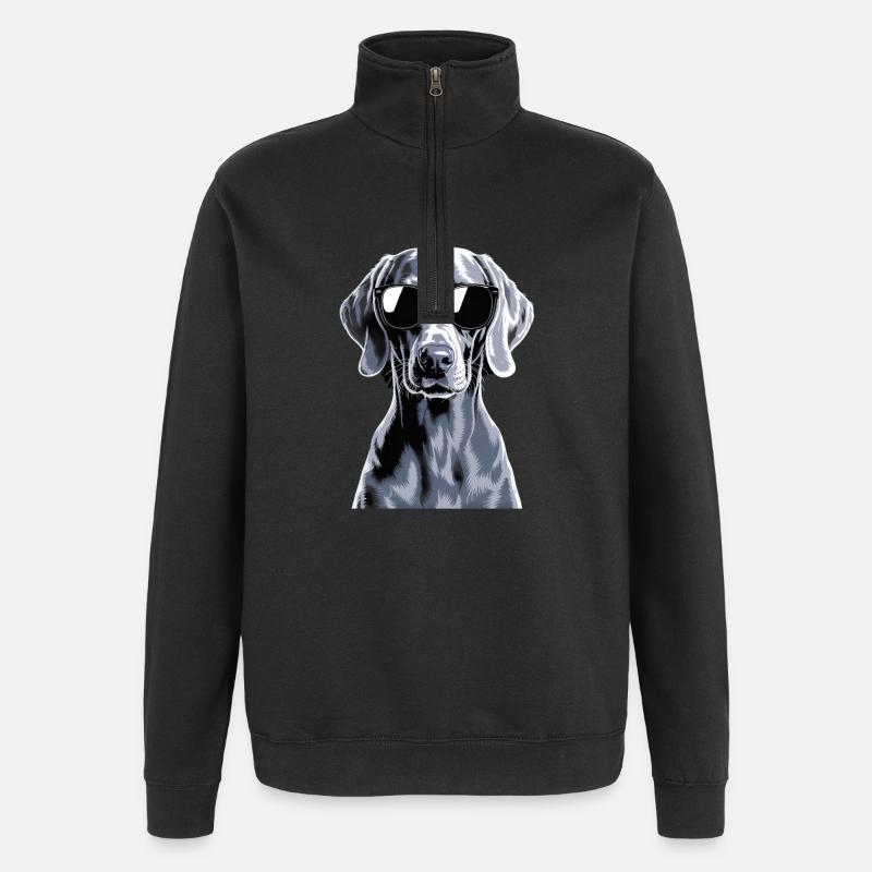 Weimaraner - Quarter-Zip Sweatshirt - black