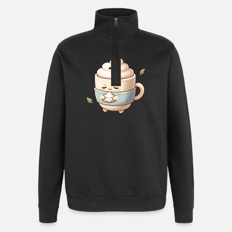 Cozy Cloud Coffee Mug - Quarter-Zip Sweatshirt - black