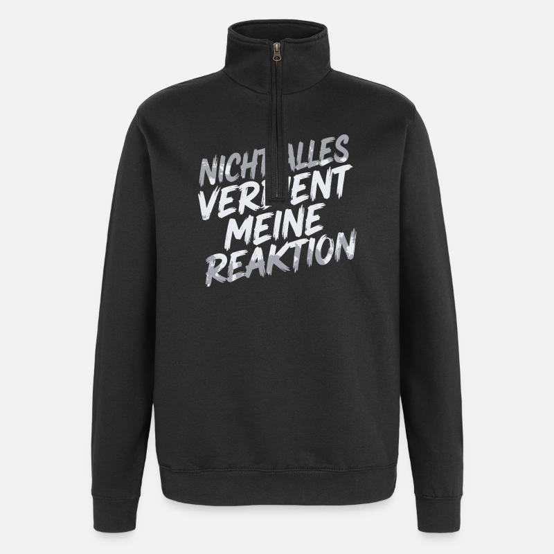 Aucune réaction - je m’en fiche - Sweat à zip 1/4 - noir