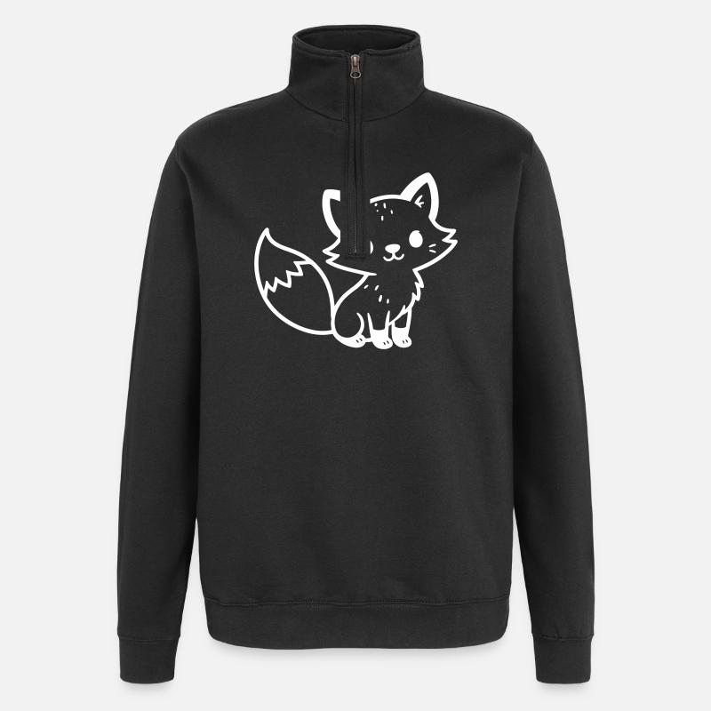 Fuchs Niedlich Comic - Quarter-Zip-Sweatshirt - Schwarz