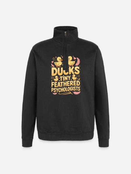 Ducks Tiny Feathered Psychologists Funny Ducks - Quarter-Zip Sweatshirt - black