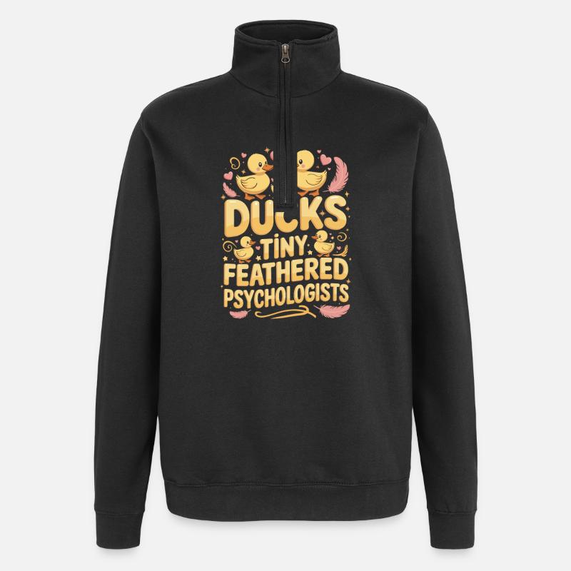 Ducks Tiny Feathered Psychologists Funny Ducks - Quarter-Zip Sweatshirt - black