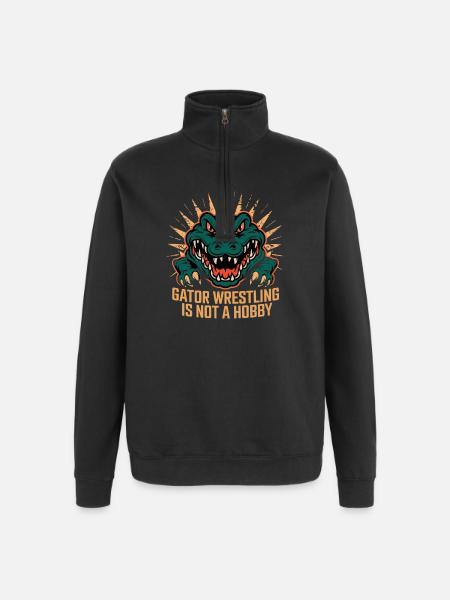 Alligator-bryting er ikke en hobby Morsom alligator - Collegegenser med 1/4 glidelås - svart