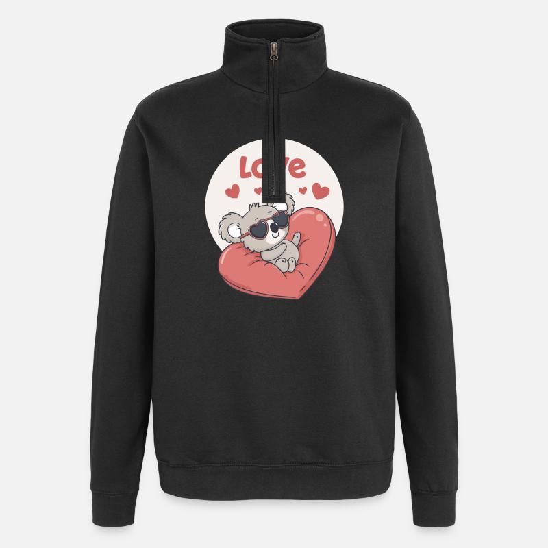 Koala Coeur en Couleurs - Sweat à zip 1/4 - noir