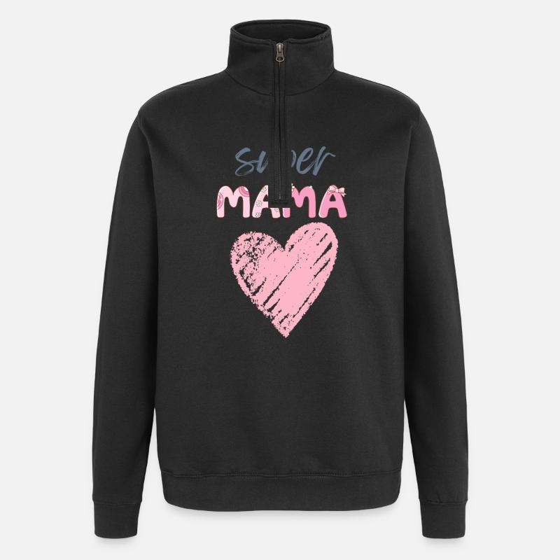 Mama - Super Mama - Quarter-Zip-Sweatshirt - Schwarz