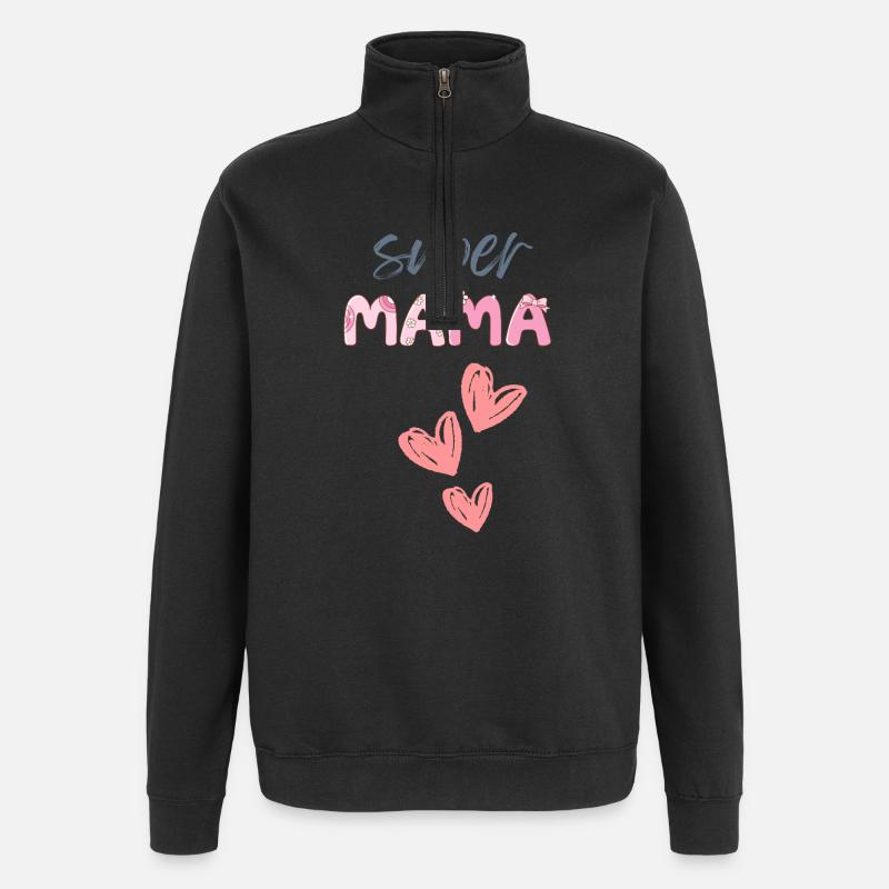 Mama - Super Mama - Quarter-Zip-Sweatshirt - Schwarz