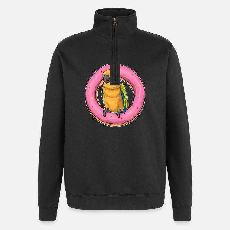 Parrot Donut - Quarter-Zip Sweatshirt - black