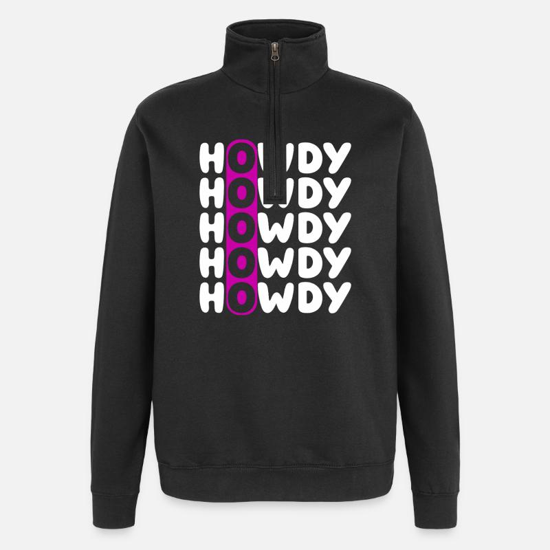 Howdy Repeat O Western Pattern - Quarter-Zip Sweatshirt - black
