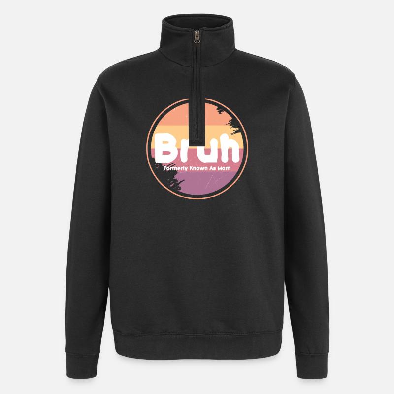 Bruh Retro Mom Logo - Quarter-Zip Sweatshirt - black