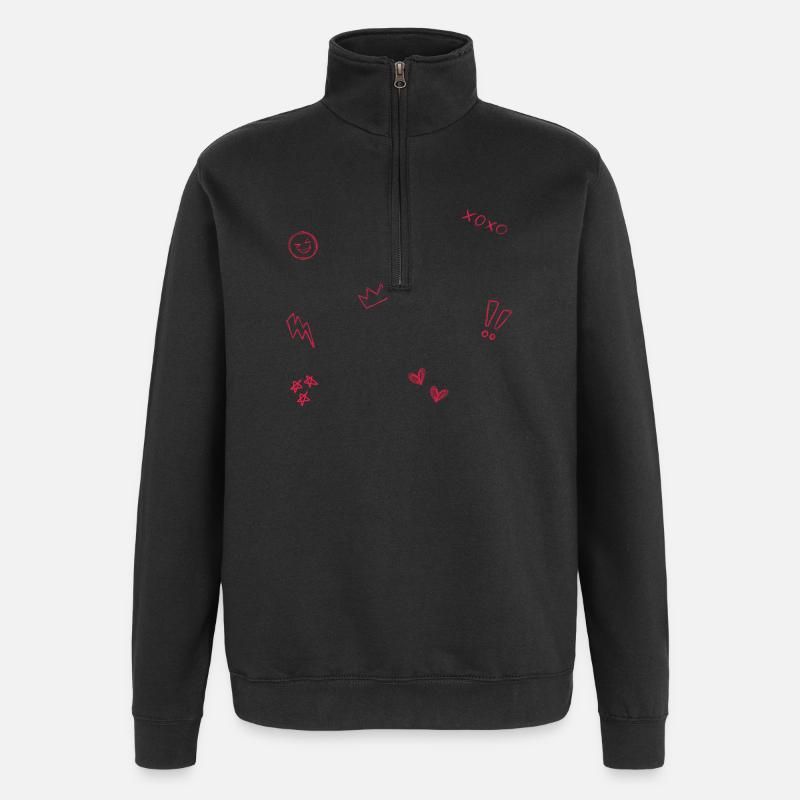 Heart Crown Doodle Pop Art - Quarter-Zip Sweatshirt - black