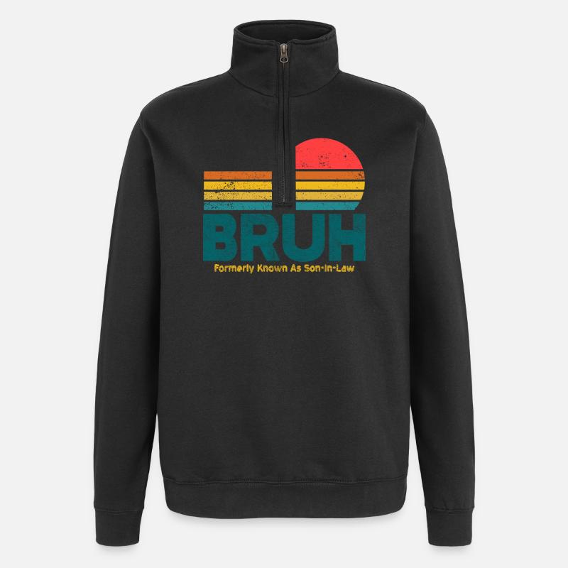 Bruh Sunset Retro Meme Design - Quarter-Zip Sweatshirt - black