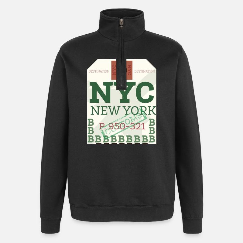 NYC Bold Passport Stamp - Quarter-Zip Sweatshirt - black