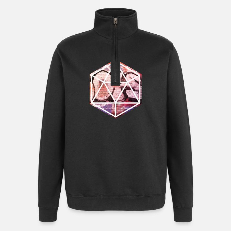Geometrisches Graffiti-Prisma - Quarter-Zip-Sweatshirt - Schwarz