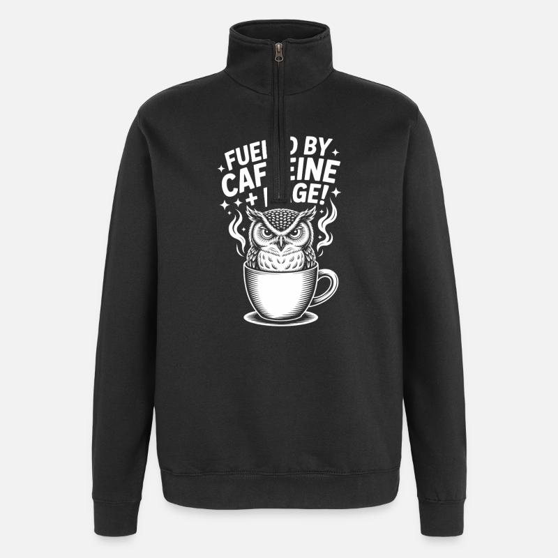 Kaffee Sprüche Koffein Lustiges Kaffee Geschenk - Quarter-Zip-Sweatshirt - Schwarz