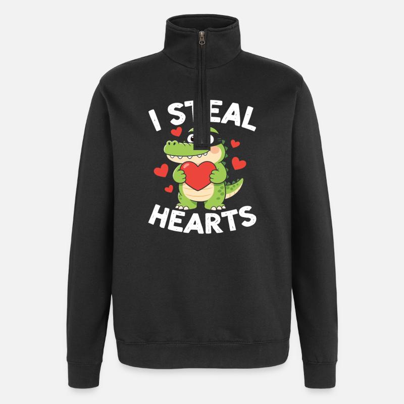 Ich stehle Herzen Alligator - Quarter-Zip-Sweatshirt - Schwarz