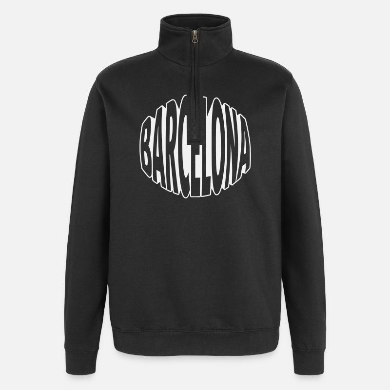 Lettrage ovale de Barcelone - Sweat à zip 1/4 - noir