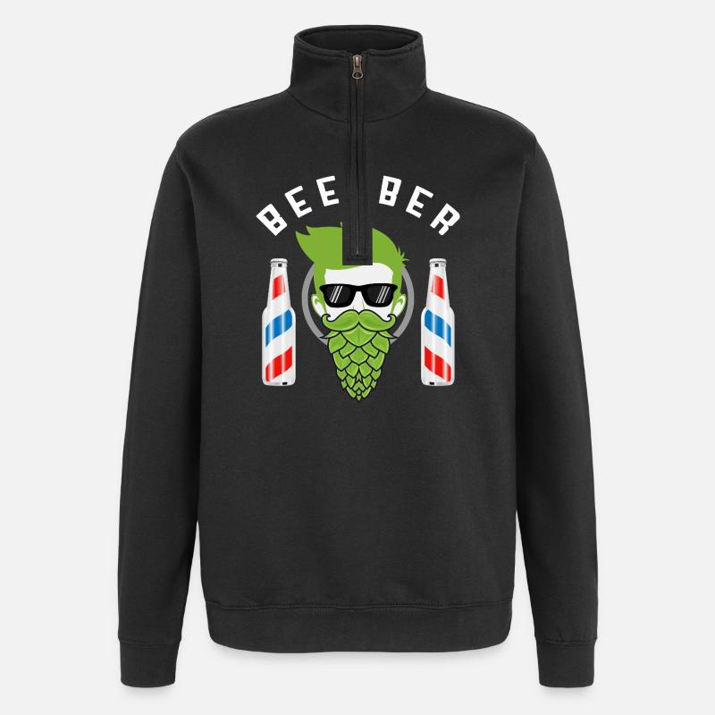 Bière – Barbier & Bière - Sweat à zip 1/4 - noir