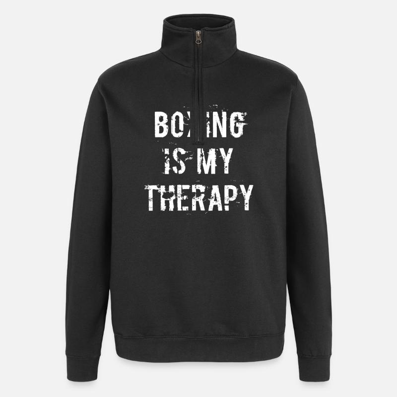 Boxing Is My Therapy - Quarter-Zip Sweatshirt - black