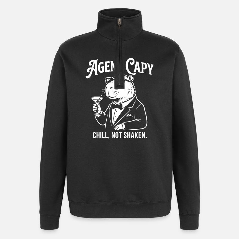 Agent Capybara - Cool Guinea Pig Spy - Quarter-Zip Sweatshirt - black