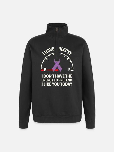 Epilepsy Awareness Energy Gauge Ribbon - Quarter-Zip Sweatshirt - black