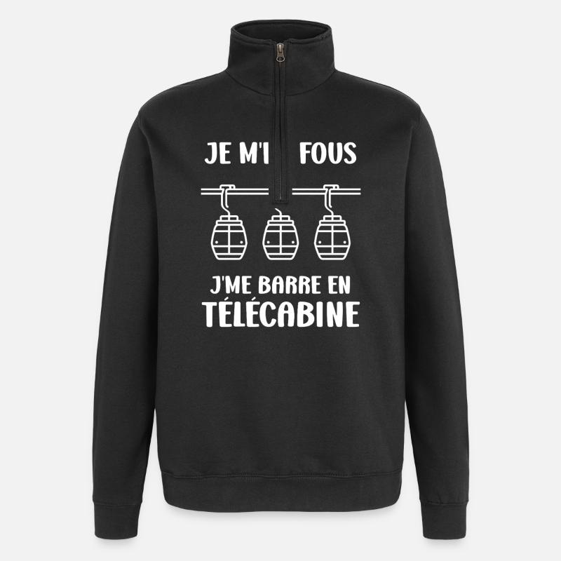 Focus on a three-cabin gondola lift - Quarter-Zip Sweatshirt - black