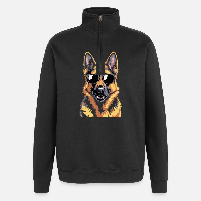 Deutscher Schäferhund - Quarter-Zip-Sweatshirt - Schwarz