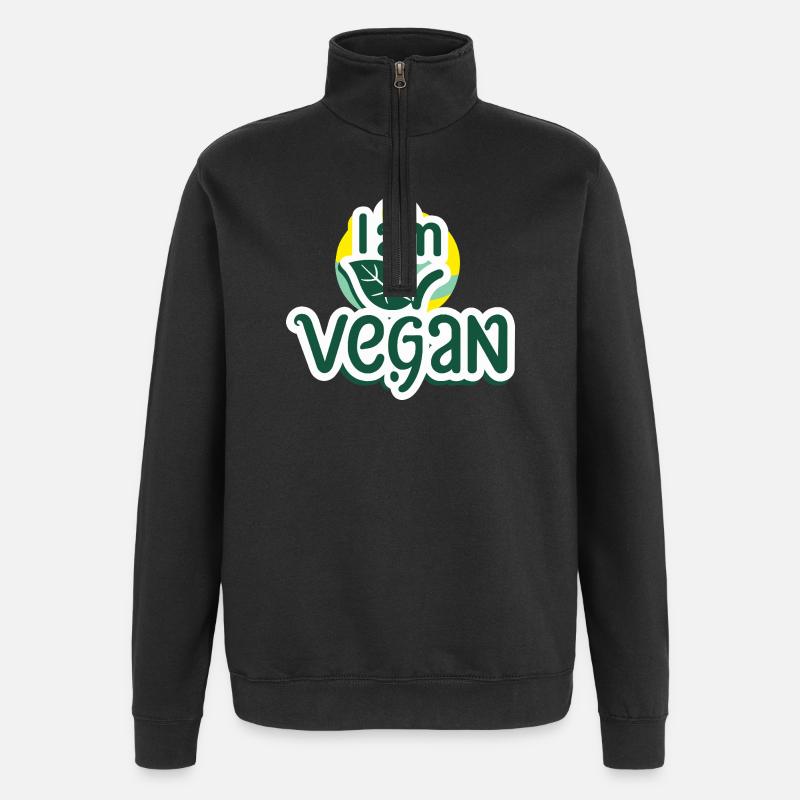 Ich bin Veganer. - Quarter-Zip-Sweatshirt - Schwarz
