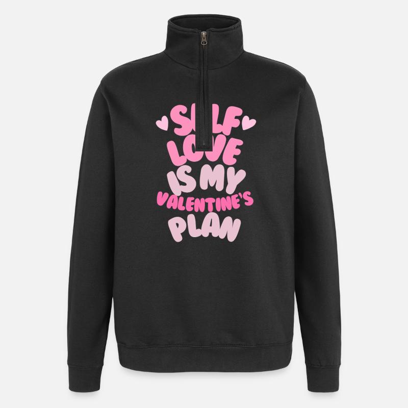 Self-Love for Valentine's Day - Quarter-Zip Sweatshirt - black