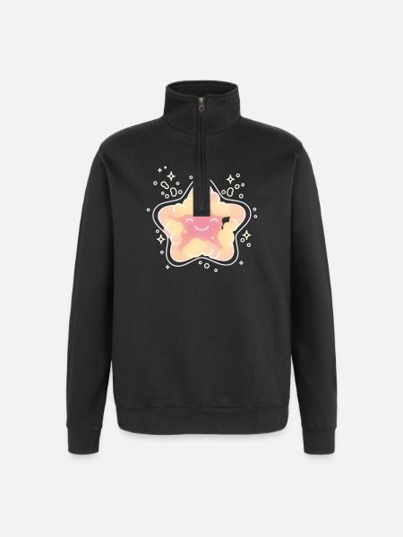 Pastellsternchen Kuschelstern Kinder Stern  - Quarter-Zip-Sweatshirt - Schwarz