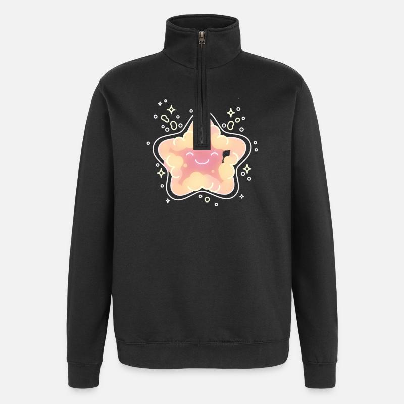 Pastellsternchen Kuschelstern Kinder Stern  - Quarter-Zip-Sweatshirt - Schwarz