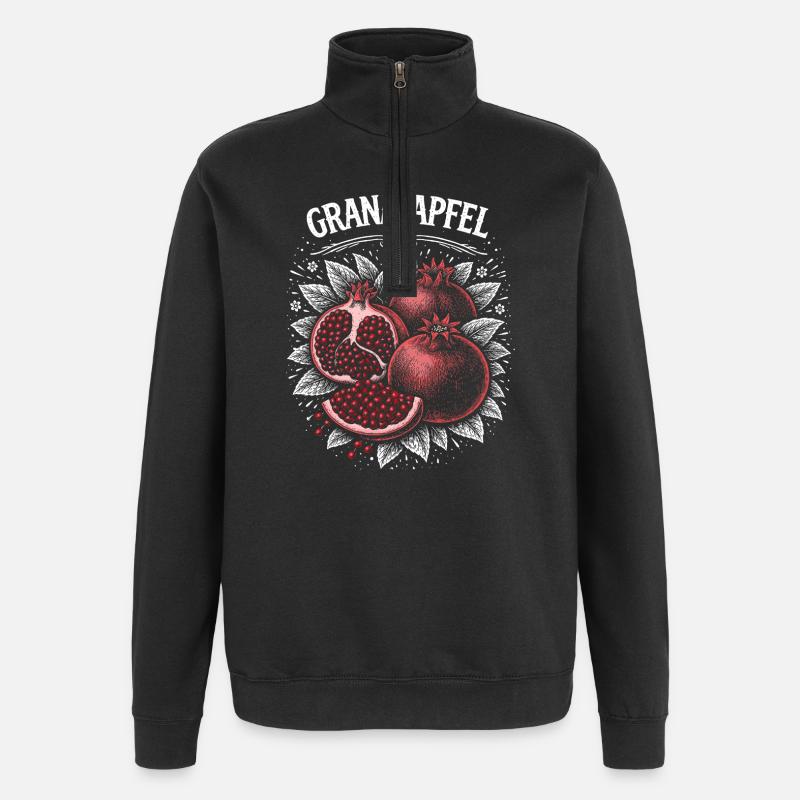 Pomegranate Contrast Print Red Berries - Quarter-Zip Sweatshirt - black